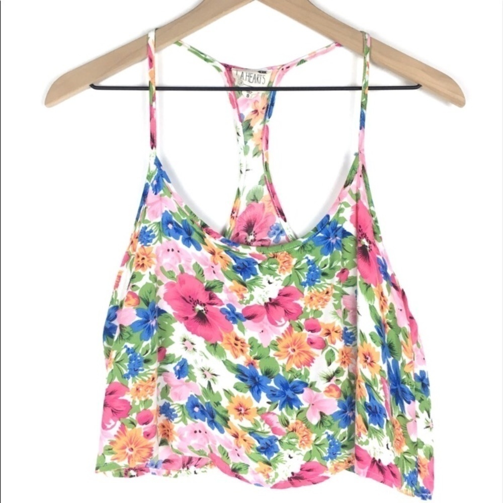 LA HEARTS PACSUN Crop Top Cami Racerback Spaghetti Strap Floral Flowy Small